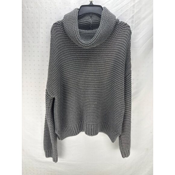 Zara Women’s Gray Ribbed Knit Sweater M Slouchy Oversized Pullover - Picture 2 of 7